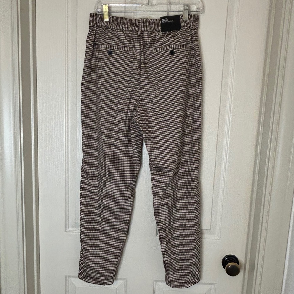 H M Slim Fit Houndstooth Print Elastic Waist Pants Women Size S - Picture 3 of 9